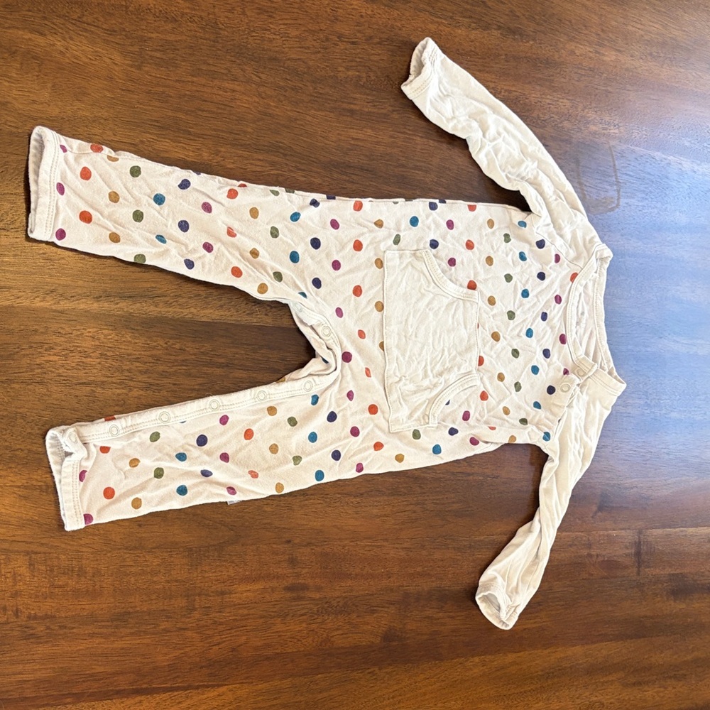 Kyte BABY Cream Footie with Multicolor Polka Dots